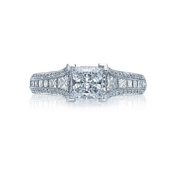 Tacori 18k White Gold Classic Crescent Princess Diamond Engagement Ring Setting  (1.38 CTW)