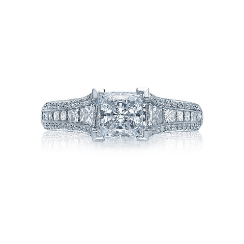 Tacori 18k White Gold Classic Crescent Princess Diamond Engagement Ring Setting  (1.38 CTW)