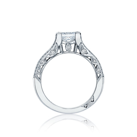 Tacori 18k White Gold Classic Crescent Princess Diamond Engagement Ring Setting  (1.38 CTW)