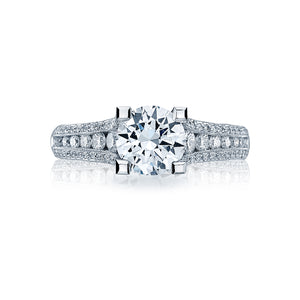 Tacori 18k White Gold Classic Crescent Round Diamond Engagement Ring (0.7 CTW)
