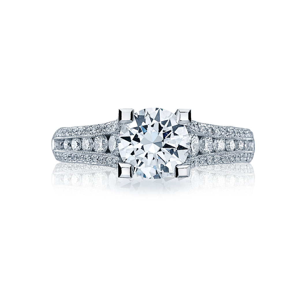 Tacori 18k White Gold Classic Crescent Round Diamond Engagement Ring (0.7 CTW)