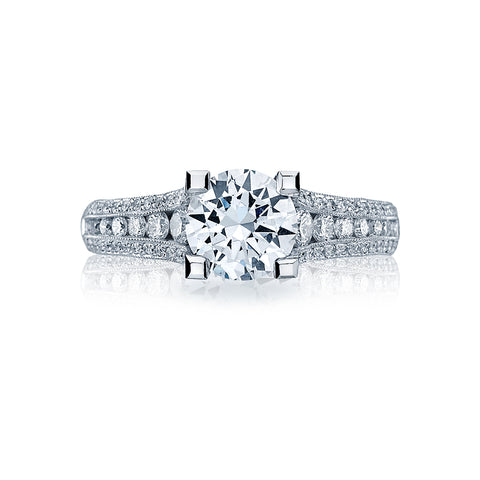 Tacori 18k White Gold Classic Crescent Round Diamond Engagement Ring Setting (0.7 CTW)