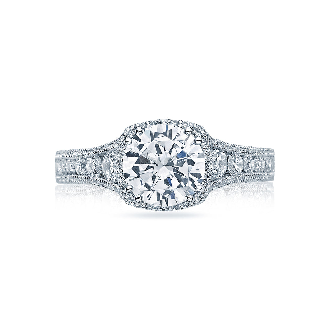 Tacori 18k White Gold Reverse Crescent Round Diamond Engagement Ring (0.8 CTW)