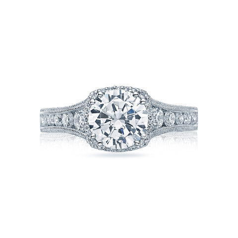 Tacori 18k White Gold Reverse Crescent Round Diamond Engagement Ring Setting  (0.8 CTW)