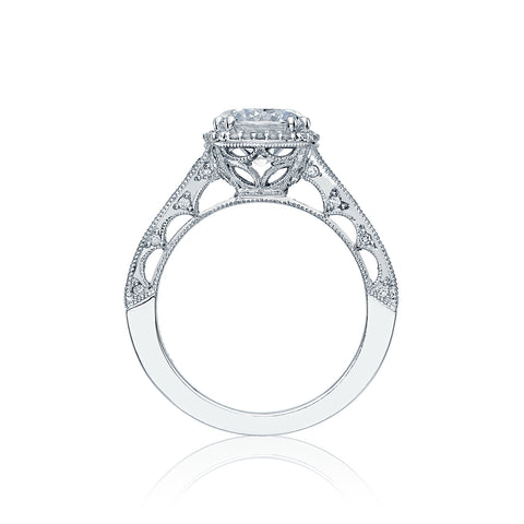 Tacori 18k White Gold Reverse Crescent Round Diamond Engagement Ring Setting  (0.8 CTW)