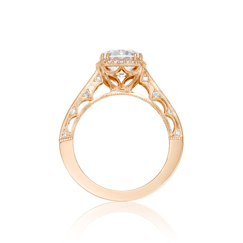 Tacori 18k Rose Gold Reverse Crescent Round Diamond Engagement Ring (0.8 CTW)
