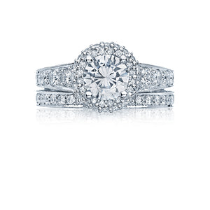 Tacori 18k White Gold Blooming Beauties White Gold Round Diamond Engagement Ring (0.81 CTW)