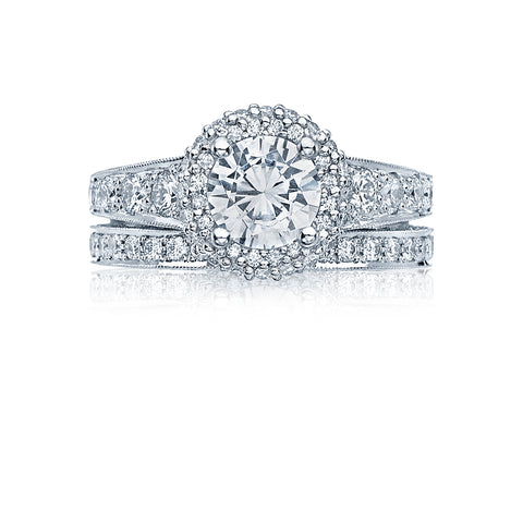 Tacori 18k White Gold Blooming Beauties White Gold Round Diamond Engagement Ring Setting (0.81 CTW)