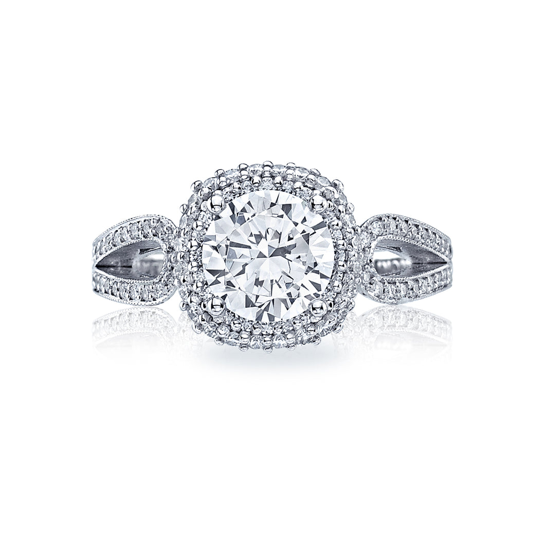 Tacori 18k White Gold Blooming Beauties White Gold Round Diamond Engagement Ring (0.59 CTW)