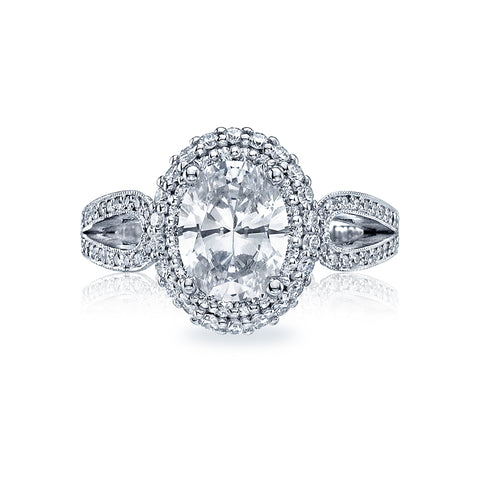 Tacori 18k White Gold Blooming Beauties White Gold Oval Diamond Engagement Ring Setting  (0.71 CTW)