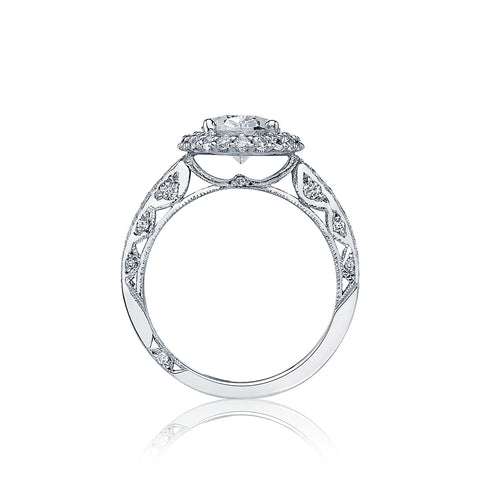 Tacori 18k White Gold Blooming Beauties White Gold Oval Diamond Engagement Ring Setting  (0.71 CTW)