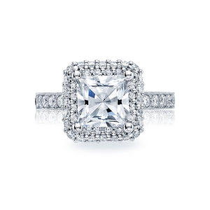 Tacori 18k White Gold Blooming Beauties White Gold Princess Diamond Engagement Ring (0.96 CTW)