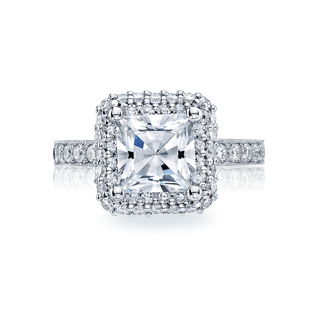 Tacori 18k White Gold Blooming Beauties White Gold Princess Diamond Engagement Ring (0.96 CTW)