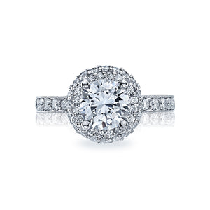 Tacori 18k White Gold Blooming Beauties Round Diamond Engagement Ring (0.9 CTW)