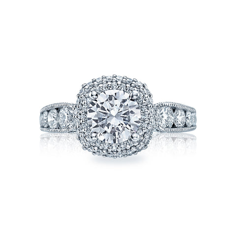 Tacori 18k White Gold Blooming Beauties Round Diamond Engagement Ring Setting (1.02 CTW)