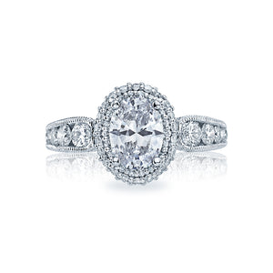 Tacori 18k White Gold  Blooming Beauties White Gold Oval Diamond Engagement Ring (1.06 CTW)