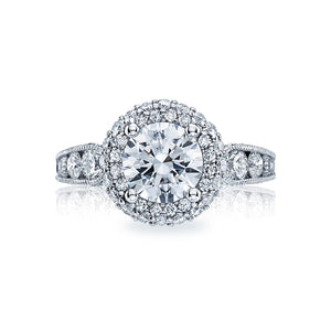 Tacori 18k White Gold Blooming Beauties Round Diamond Engagement Ring (1.19 CTW)