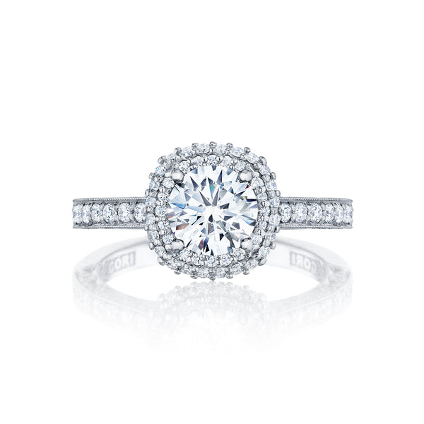 Tacori 18k White Gold  Blooming Beauties White Gold Round Diamond Engagement Ring Setting (0.61 CTW)