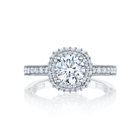Tacori 18k White Gold  Blooming Beauties White Gold Round Diamond Engagement Ring (0.61 CTW)