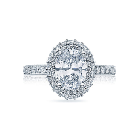 Tacori 18k white Gold Blooming Beauties White Gold Oval Diamond Engagement Ring Setting  (0.78 CTW)