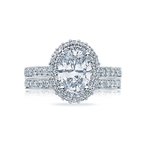 Tacori 18k white Gold Blooming Beauties White Gold Oval Diamond Engagement Ring Setting  (0.78 CTW)