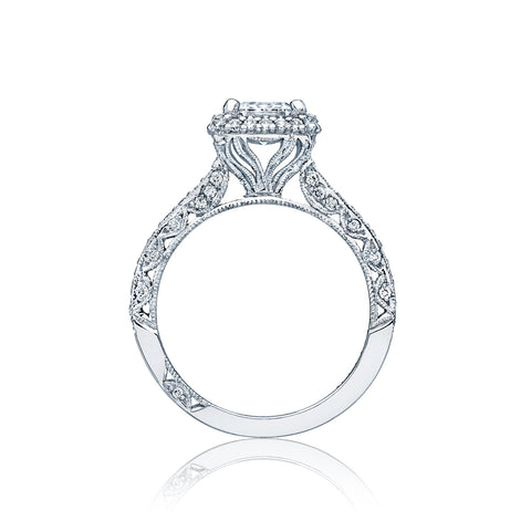 Tacori 18k White Gold Blooming Beauties White Gold Princess Diamond Engagement Ring Setting (0.59 CTW)