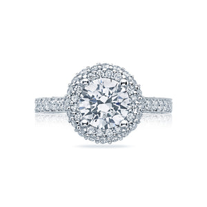 Tacori 18k White Gold Blooming Beauties White Gold Round Diamond Engagement Ring (0.8 CTW)