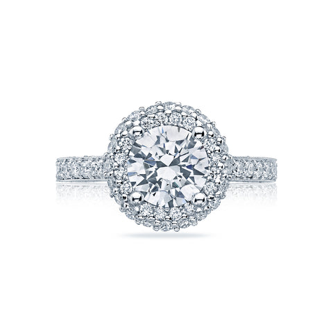 Tacori 18k White Gold Blooming Beauties White Gold Round Diamond Engagement Ring Setting (0.8 CTW)