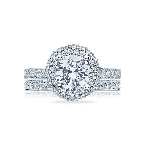 Tacori 18k White Gold Blooming Beauties White Gold Round Diamond Engagement Ring Setting (0.8 CTW)