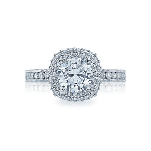 Tacori 18k White Gold Blooming Beauties Round Diamond Engagement Ring (0.67 CTW)