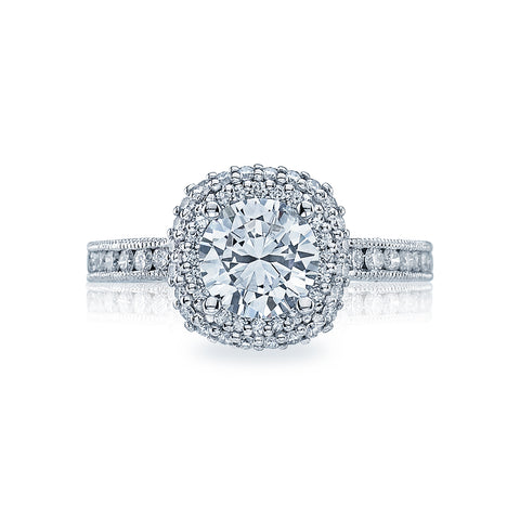 Tacori 18k White Gold Blooming Beauties Round Diamond Engagement Ring Setting (0.67 CTW)