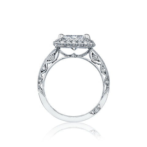 Tacori 18k White Gold  Blooming Beauties White Gold Princess Diamond Engagement Ring Setting (0.9 CTW)