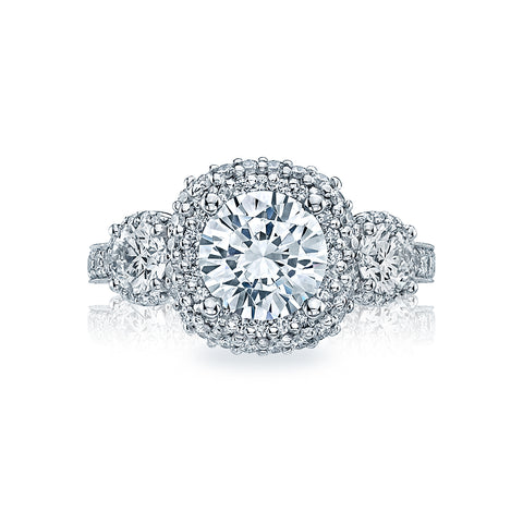 Tacori 18k White Gold Blooming Beauties Round Diamond Engagement Ring Setting  (1.27 CTW)