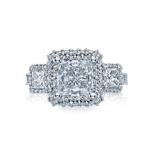 Tacori 18k White Gold Blooming Beauties Princess Diamond Engagement Ring (1.60 CTW)