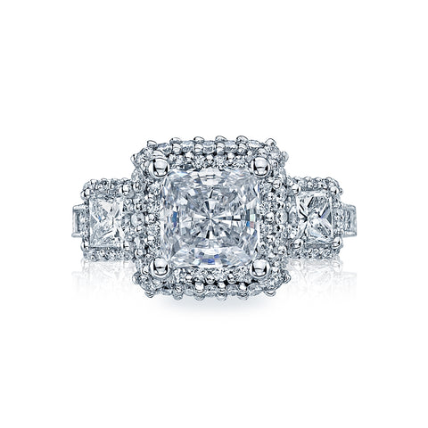 Tacori 18k White Gold Blooming Beauties Princess Diamond Engagement Ring Setting (1.60 CTW)