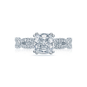 Tacori 18k White Gold Ribbon Cushion Diamond Engagement Ring (0.36 CTW)