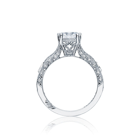 Tacori 18k White Gold Ribbon Cushion Diamond Engagement Ring Setting (0.36 CTW)