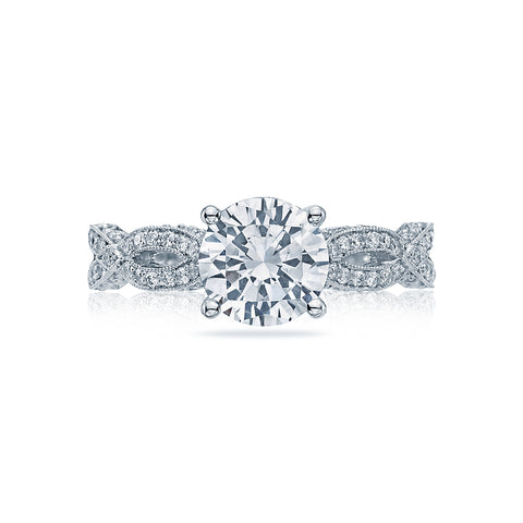 Tacori 18k White Gold Ribbon Round Diamond Engagement Ring Setting  (0.36 CTW)