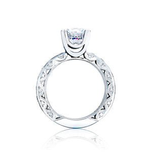 Tacori 18k White Gold Classic Crescent Round Diamond Engagement Ring (2 CTW)