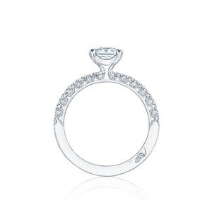 Tacori 18k White Gold Petite Crescent Princess Diamond Engagement Ring (0.23 CTW)