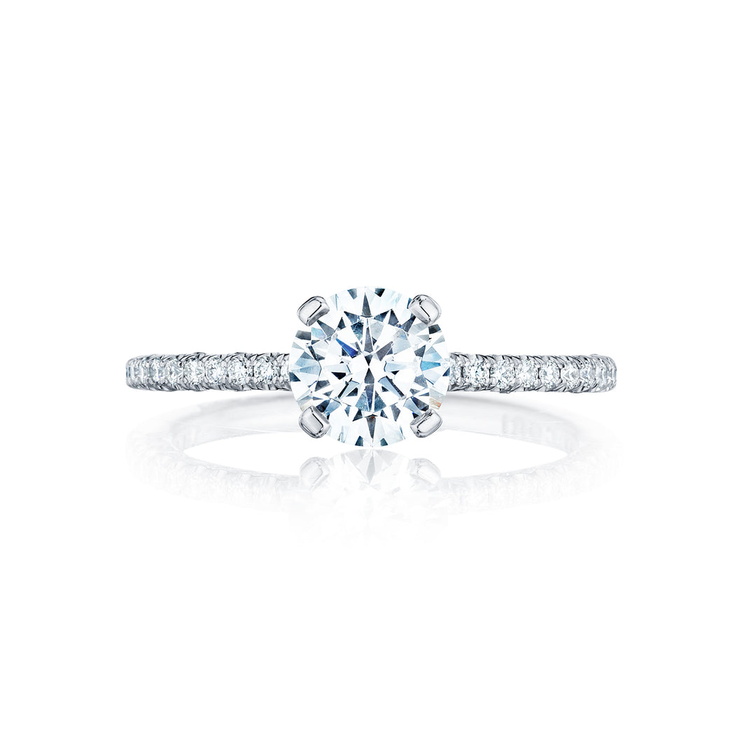 Tacori 18k White Gold Petite Crescent Round Diamond Engagement Ring (0.23 CTW)