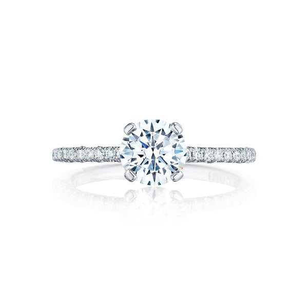 Tacori 18k White Gold Petite Crescent Round Diamond Engagement Ring Setting (0.23 CTW)