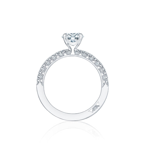 Tacori 18k White Gold Petite Crescent Round Diamond Engagement Ring Setting (0.23 CTW)