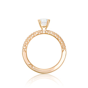 Tacori 18k Rose Gold Petite Crescent Round Diamond Engagement Ring (0.23 CTW)