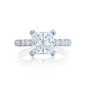 Tacori 18k White Gold Petite Crescent Princess Diamond Engagement Ring (0.57 CTW)