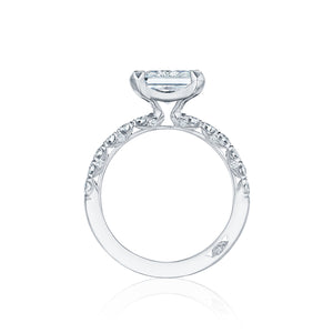 Tacori 18k White Gold Petite Crescent Princess Diamond Engagement Ring (0.57 CTW)