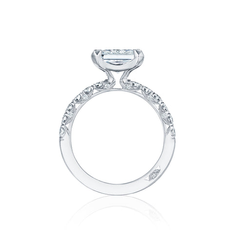 Tacori 18k White Gold Petite Crescent Princess Diamond Engagement Ring Setting (0.57 CTW)