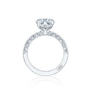 Tacori 18k White Gold Petite Crescent Round Diamond Engagement Ring (0.57 CTW)