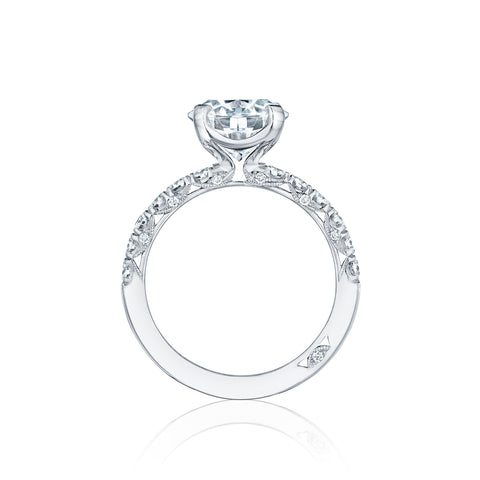 Tacori 18k White Gold Petite Crescent Round Diamond Engagement Ring Setting (0.57 CTW)