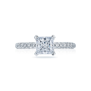 Tacori 18k White Gold Petite Crescent Princess Diamond Engagement Ring (0.34 CTW)